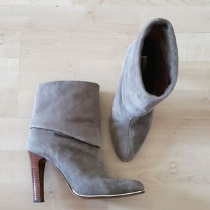 Super Cute Gray Suede Ankle Boots, Heel